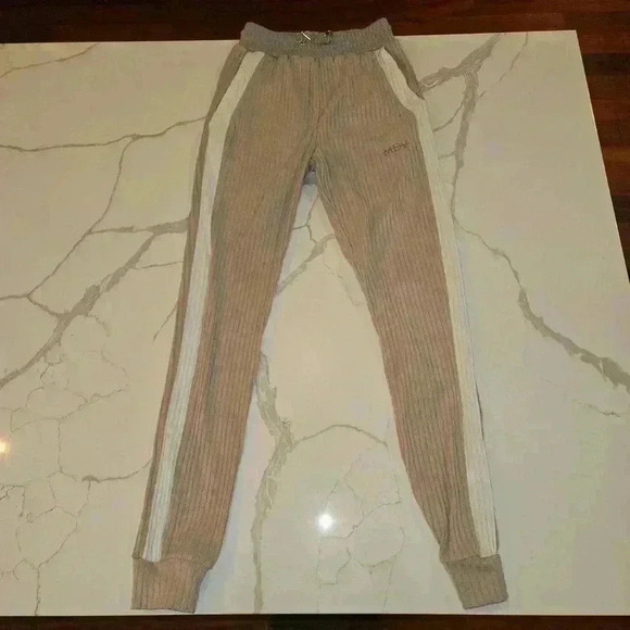 Maniere De Voir Womens Ribbed Joggers Fashion Activewear Tan Size 6 - Picture 1 of 9